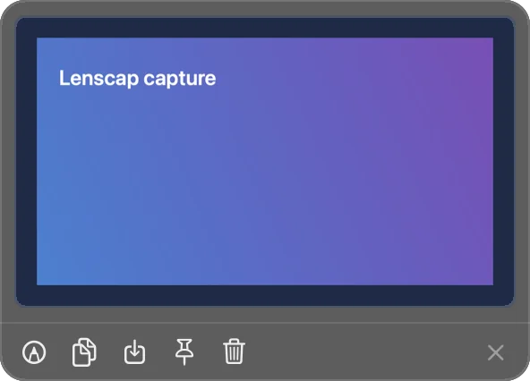 Lenscap quick-access overlay for a captured screenshot.